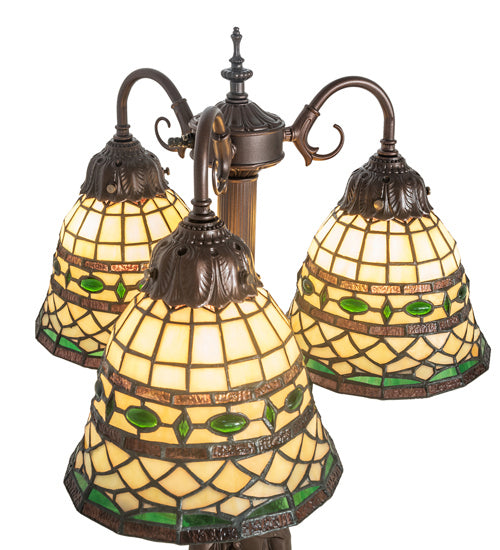 Meyda Tiffany Lighting 245484 Tiffany Roman Three Light Table Lamp Lamp Bronze / Dark