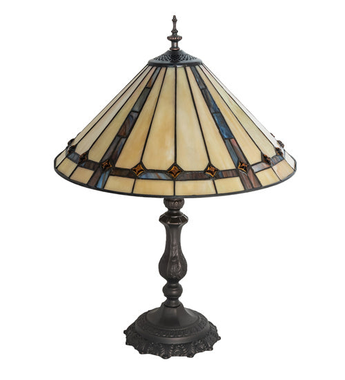 Meyda Tiffany Lighting 245630 Belvidere Three Light Table Lamp Lamp Bronze / Dark