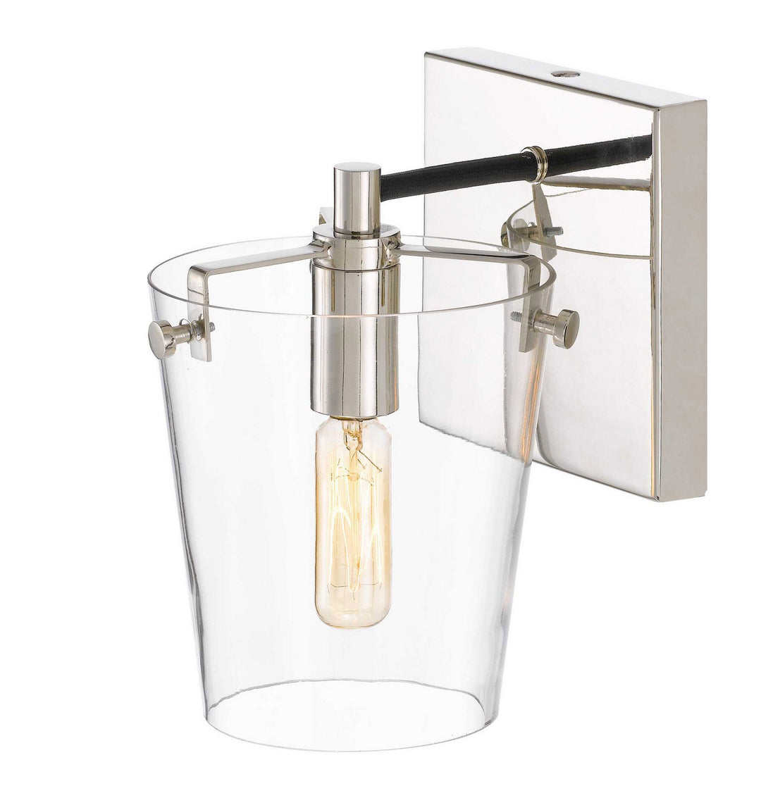 Varaluz Arlo 351B01BLPN Wall Sconce Light - Black/Polished Nickel