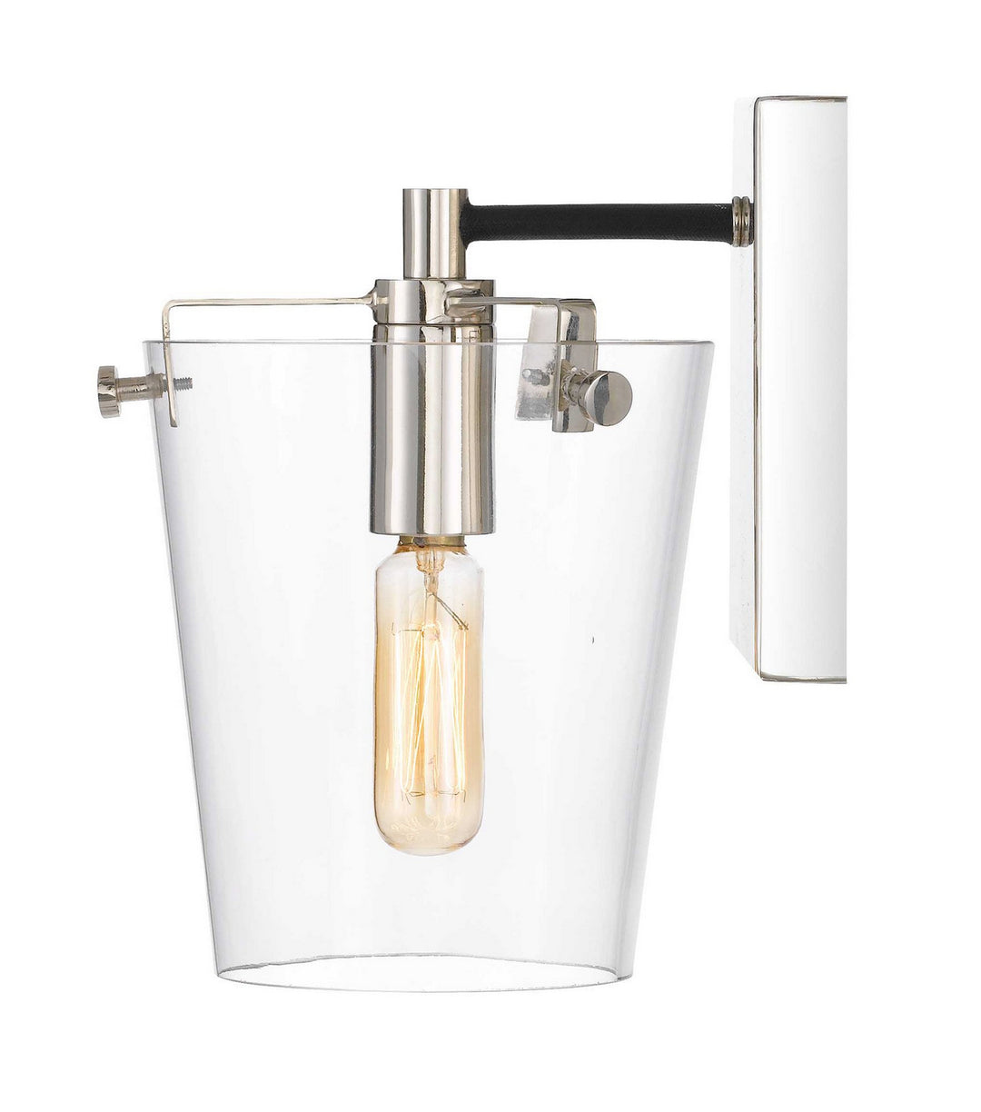 Varaluz Arlo 351B01BLPN Wall Sconce Light - Black/Polished Nickel