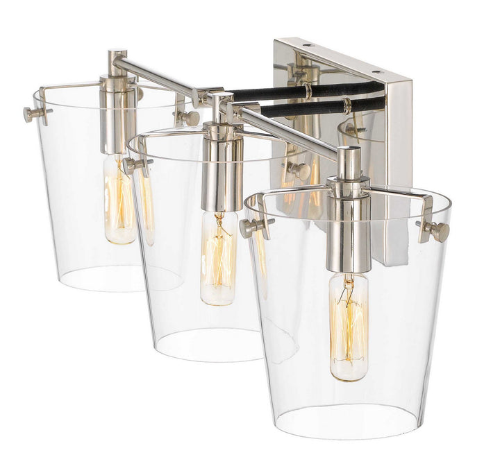 Varaluz Arlo 351B03BLPN Bath Vanity Light 23 in. wide - Black/Polished Nickel