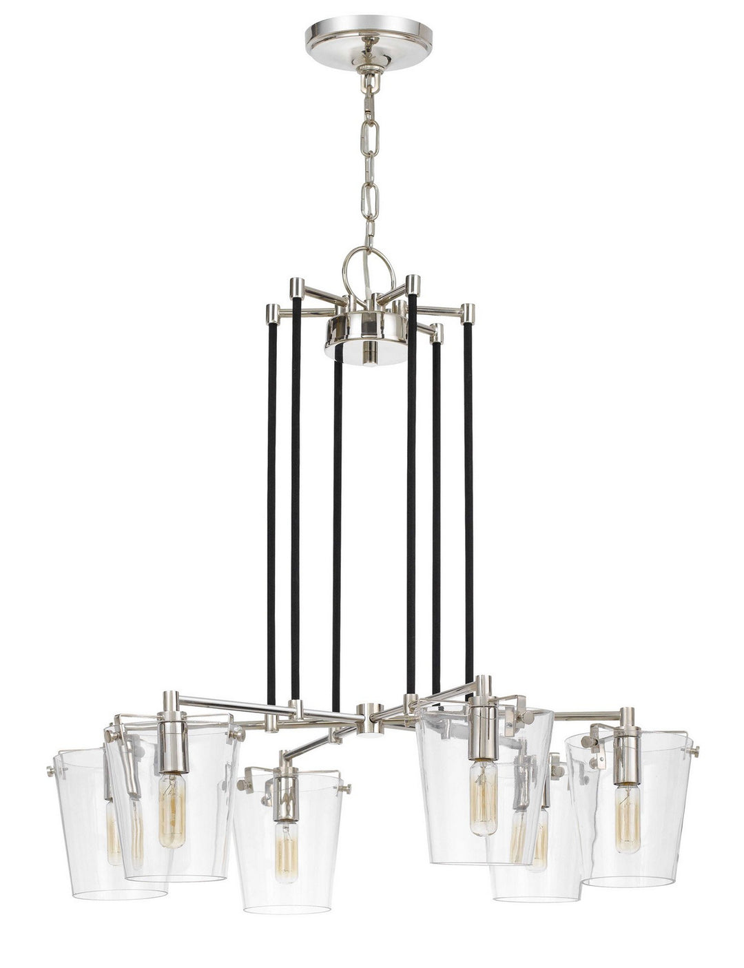 Varaluz Arlo 351C06BLPN Chandelier Light - Black/Polished Nickel