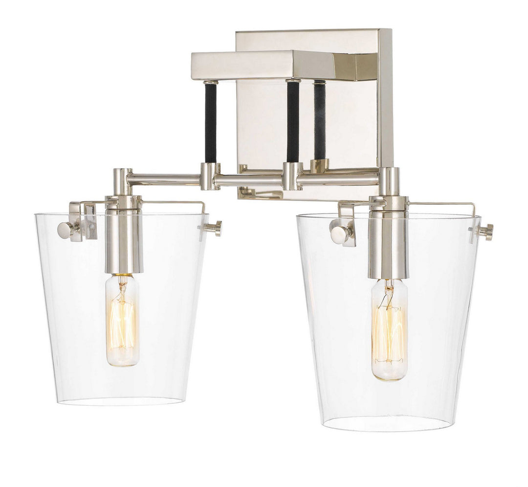 Varaluz Arlo 351K02BLPN Bath Vanity Light 15 in. wide - Black/Polished Nickel