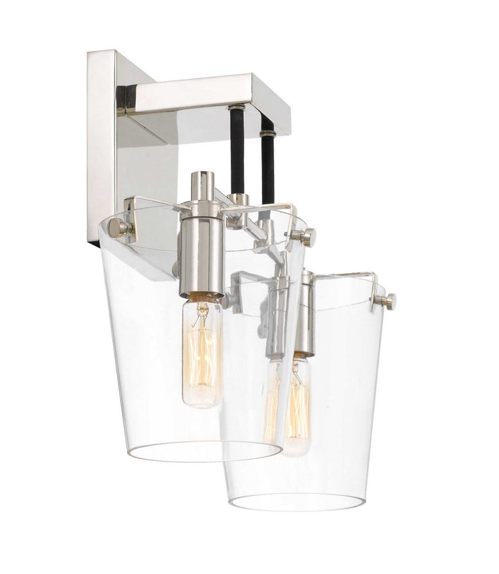 Varaluz Arlo 351K02BLPN Bath Vanity Light 15 in. wide - Black/Polished Nickel