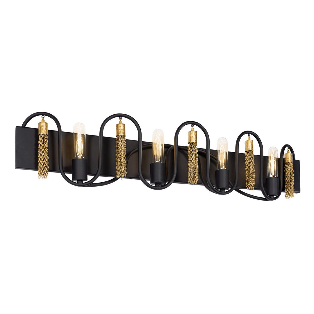 Varaluz Darden 354B04MBAG Bath Vanity Light 37 in. wide - Matte Black/Antique Gold