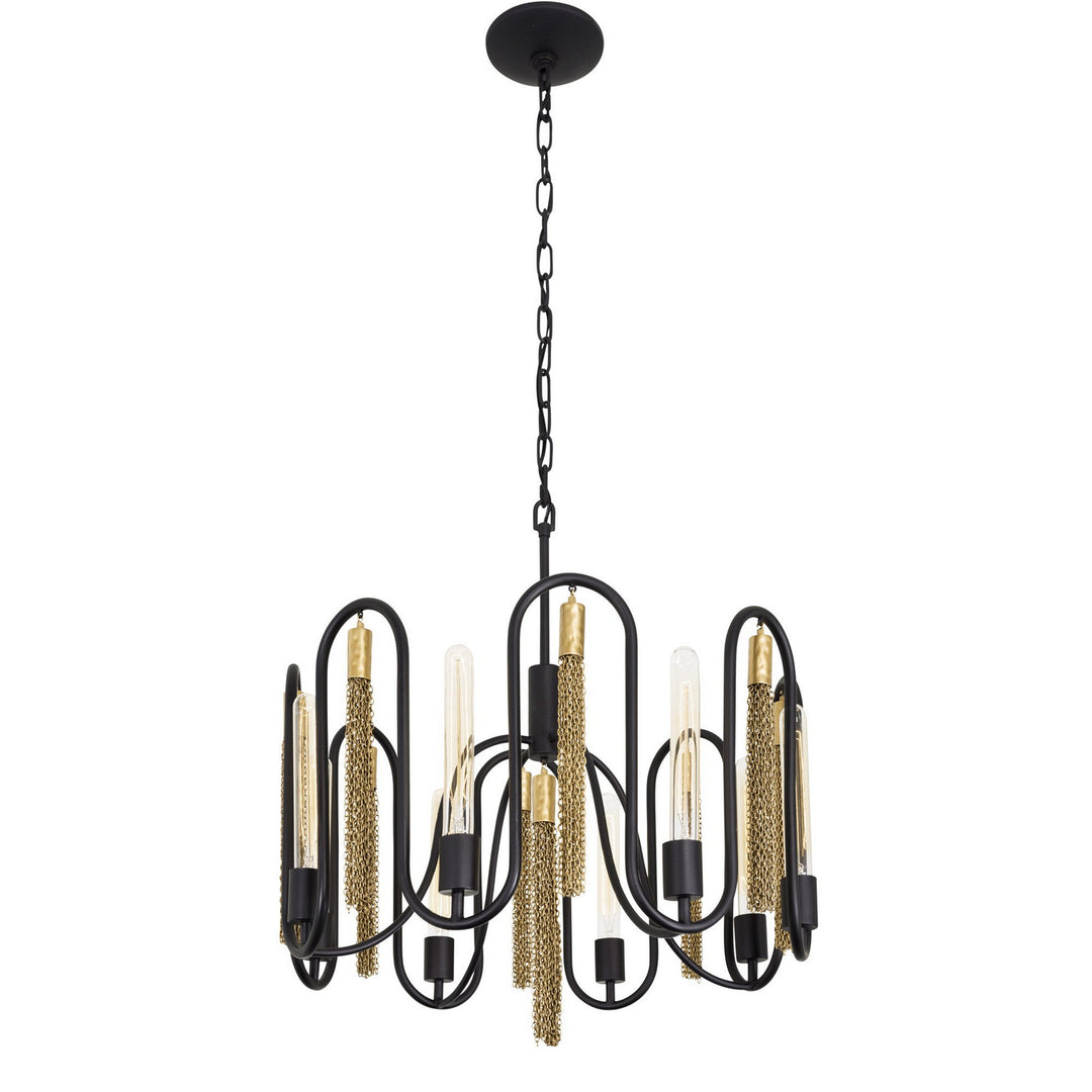 Varaluz Darden 354P08MBAG Chandelier Light - Matte Black/Antique Gold