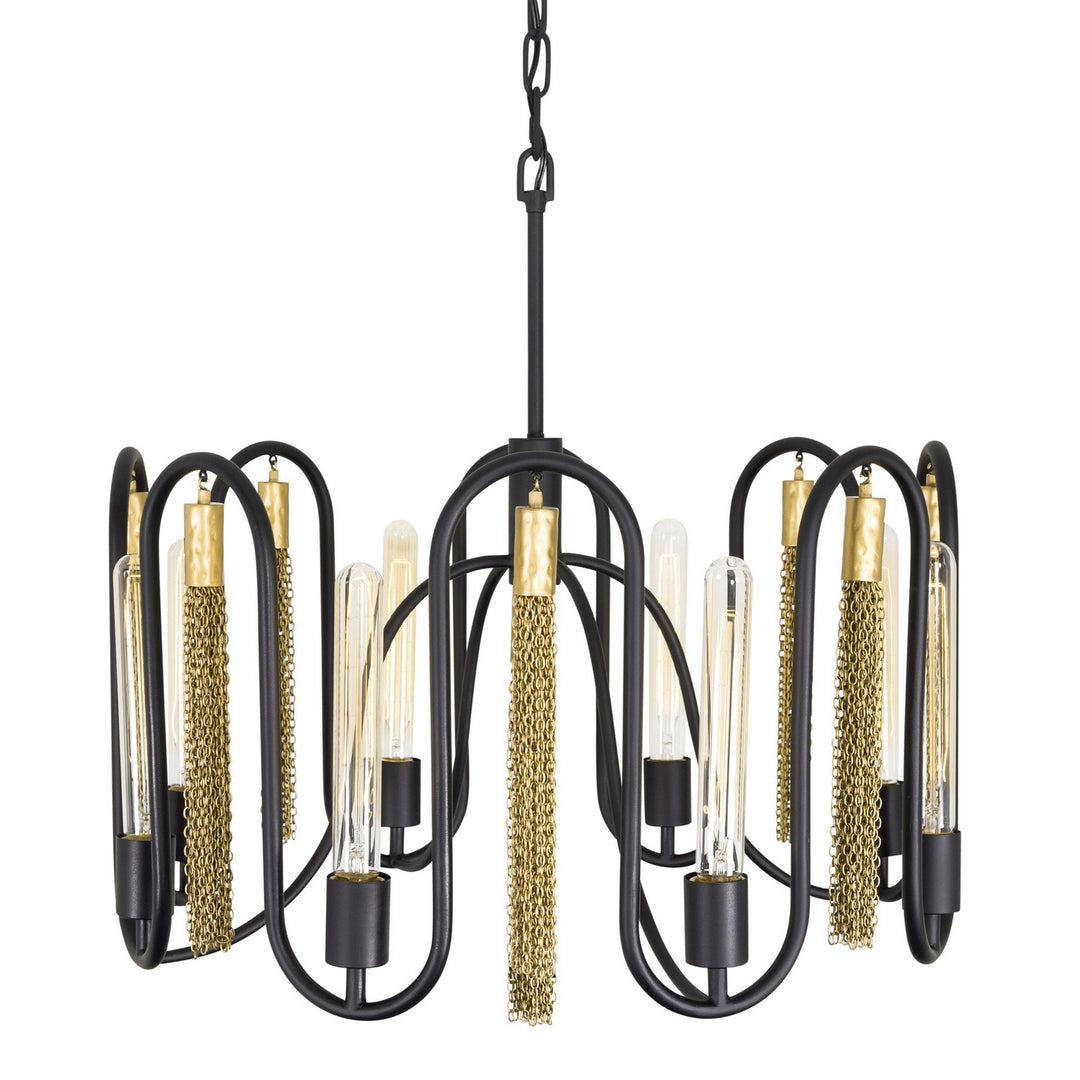 Varaluz Darden 354P08MBAG Chandelier Light - Matte Black/Antique Gold