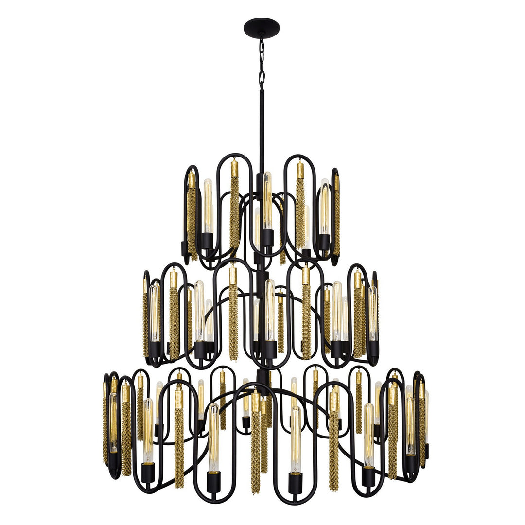 Varaluz Darden 354P36MBAG Chandelier Light - Matte Black/Antique Gold