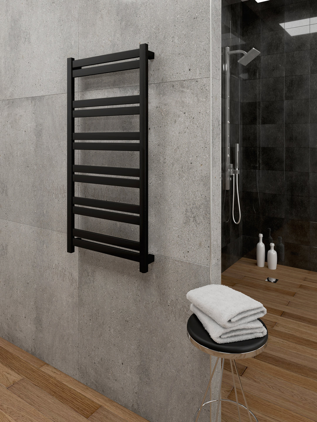 Paris Mirror HELABLKSQ12 Hela Towel Warmer Plumbing Black