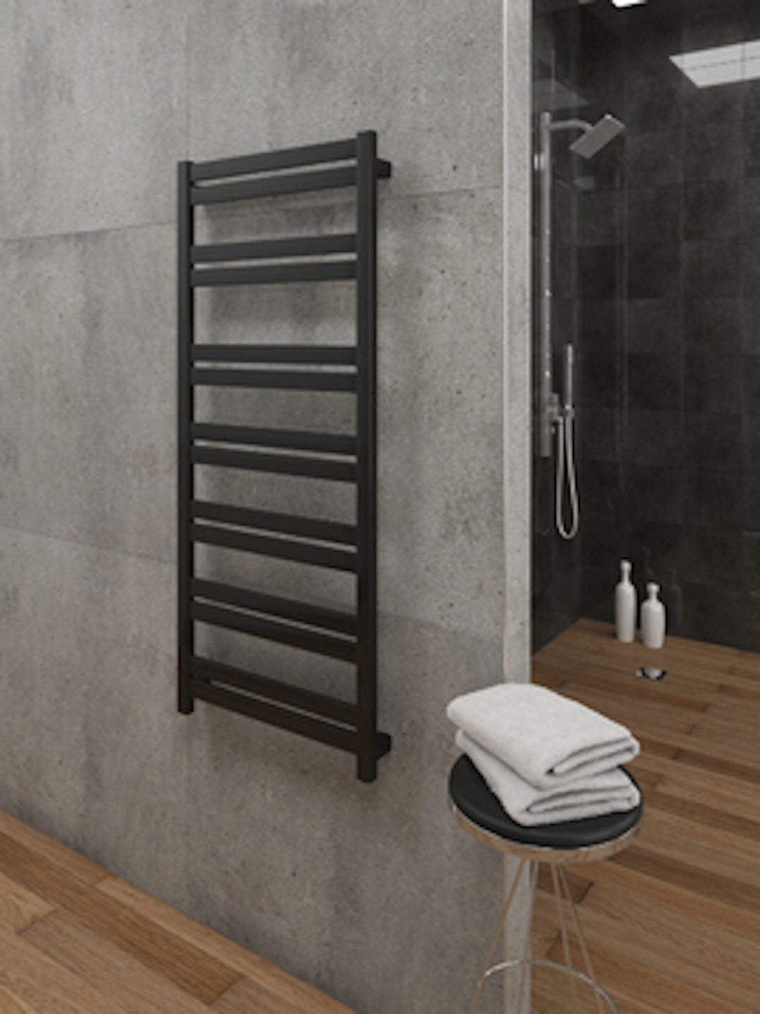 Paris Mirror HERMBLKSQ14 Hermes Towel Warmer Plumbing Black