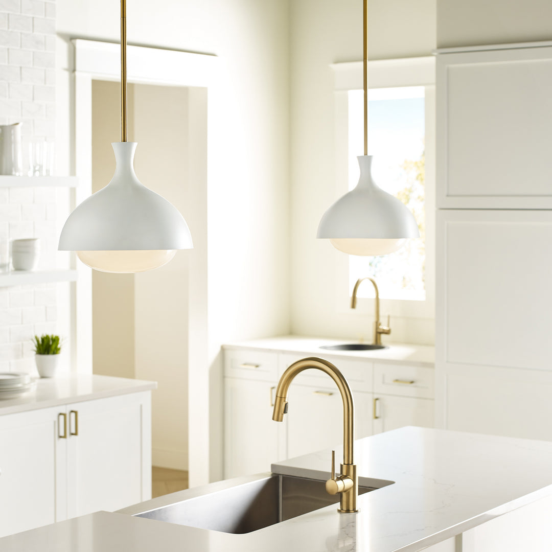 Visual Comfort Studio Lucerne AEP1011BBSMWT Pendant Light - Matte White and Burnished Brass