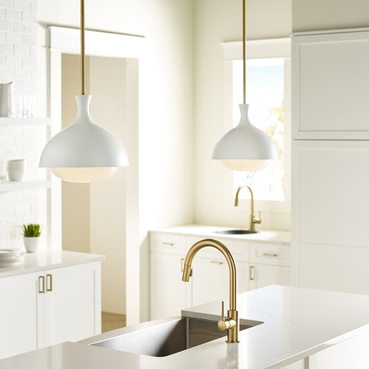 Visual Comfort Studio Lucerne AEP1011BBSMWT Pendant Light - Matte White and Burnished Brass