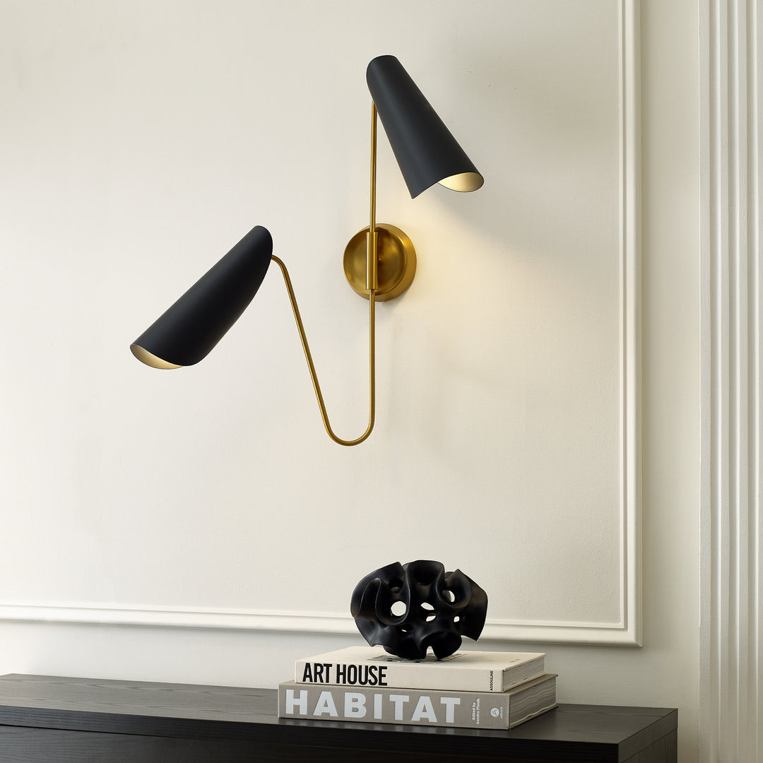 Visual Comfort Studio Tresa AEW1002BBSMBK Wall Light - Midnight Black and Burnished Brass