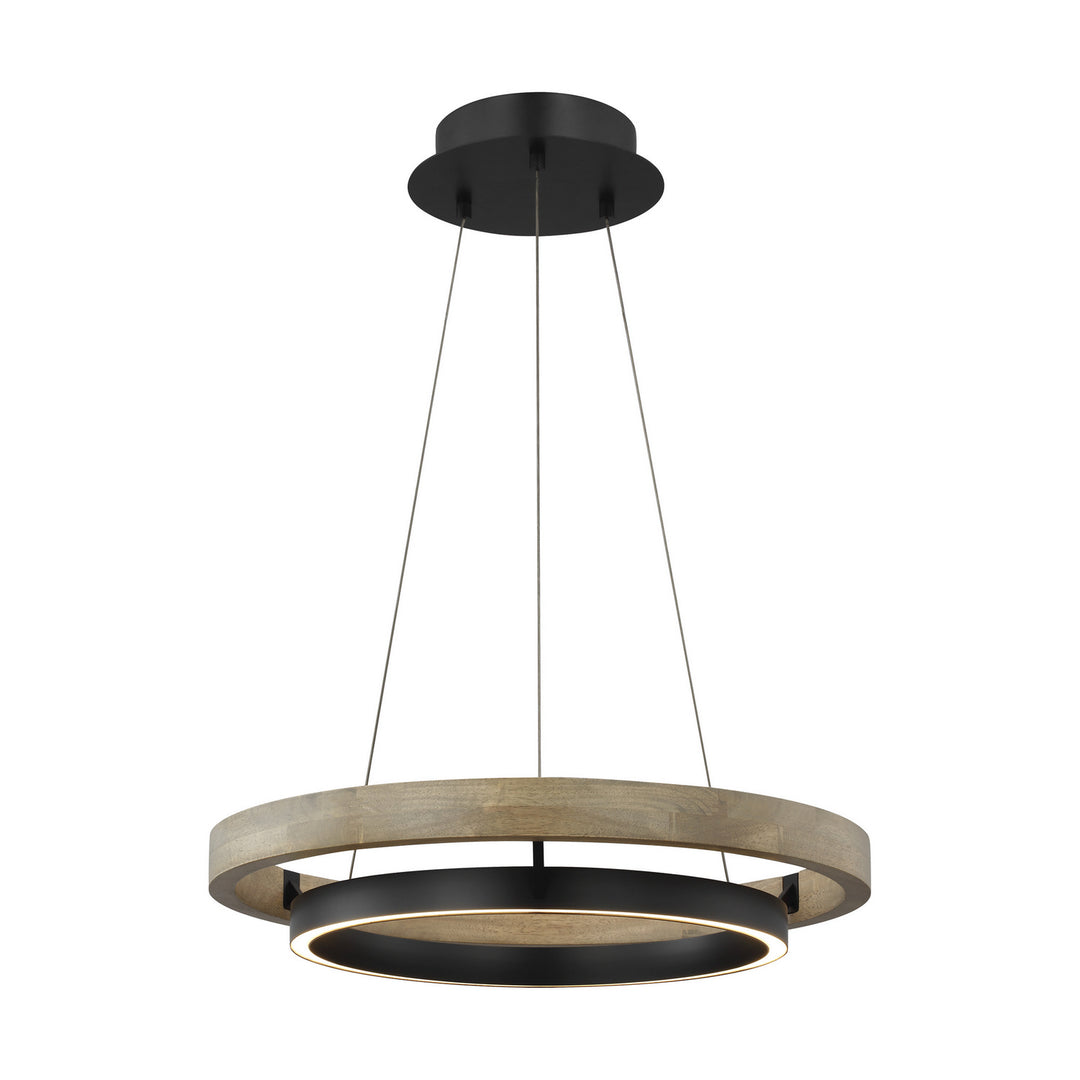 Visual Comfort Modern Grace 700GRC24BW-LED930 Pendant Light - MATTE BLACK/WEATHERED OAK WOOD