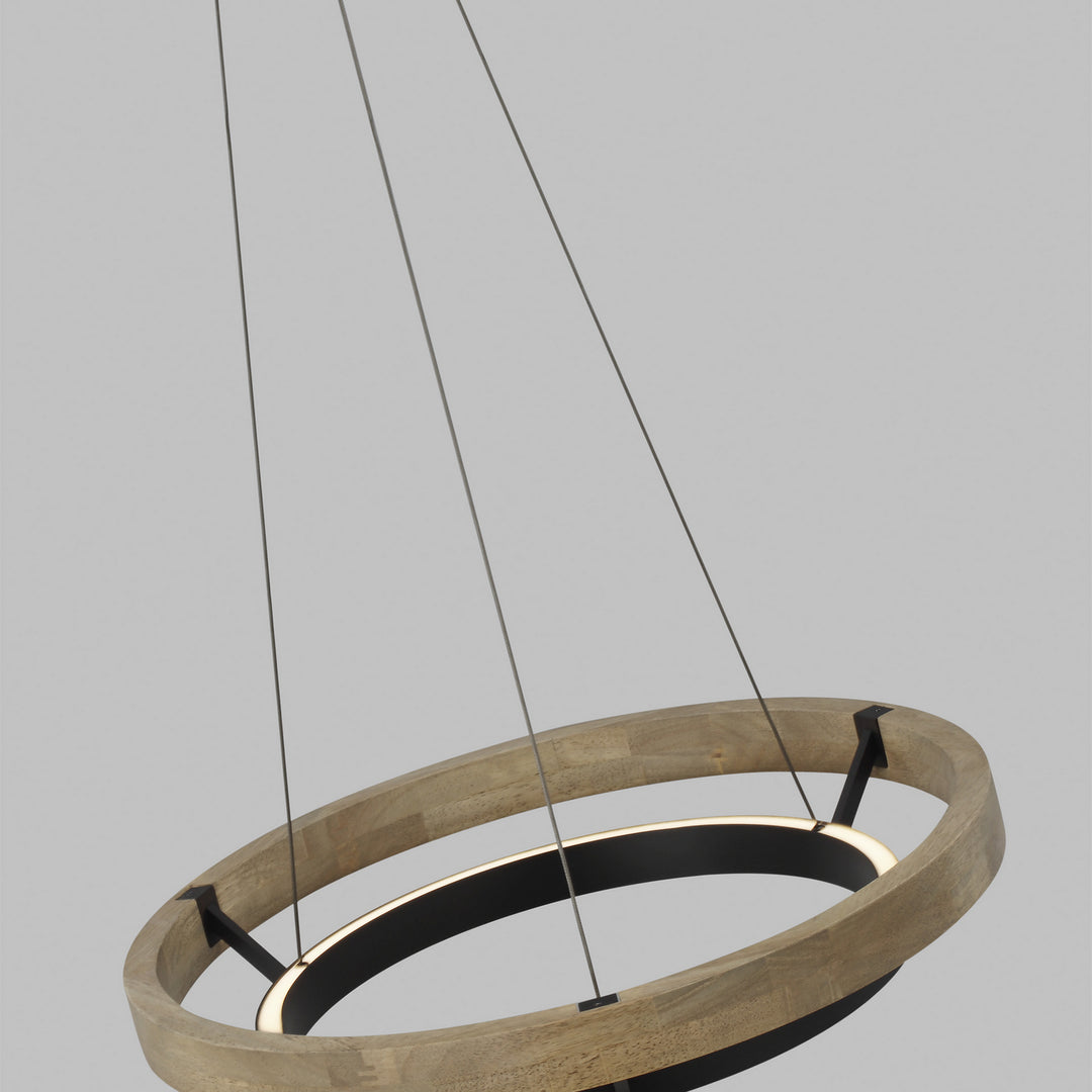Visual Comfort Modern Grace 700GRC24BW-LED930 Pendant Light - MATTE BLACK/WEATHERED OAK WOOD