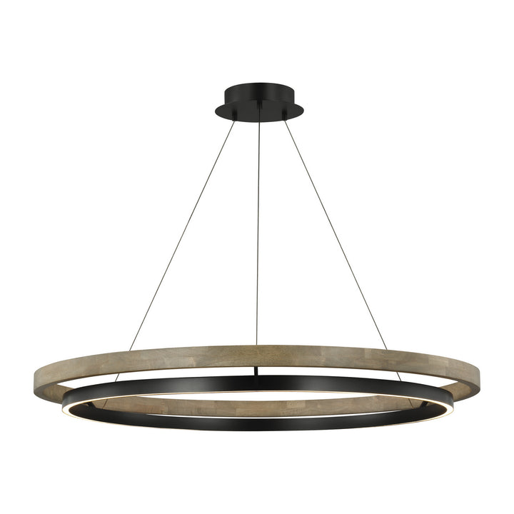Visual Comfort Modern Grace 700GRC48BW-LED930 Pendant Light - MATTE BLACK/WEATHERED OAK WOOD