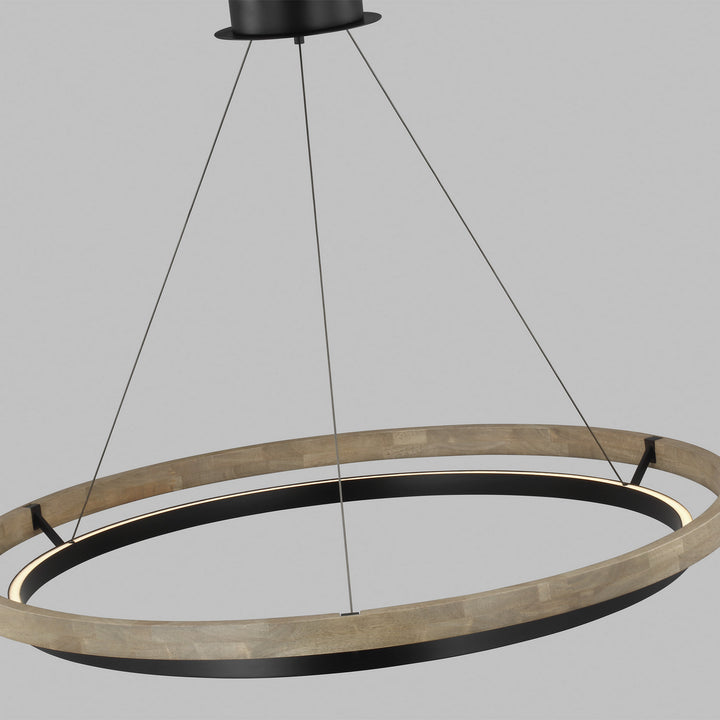 Visual Comfort Modern Grace 700GRC48BW-LED930 Pendant Light - MATTE BLACK/WEATHERED OAK WOOD