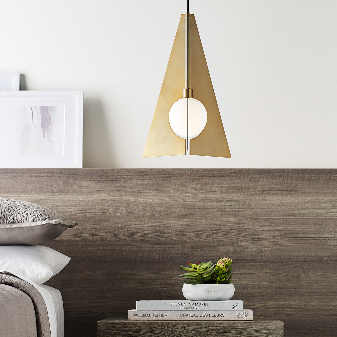 Visual Comfort Modern Orbel Pyramid 700TDOBLPGNB Pendant Light - Natural Brass