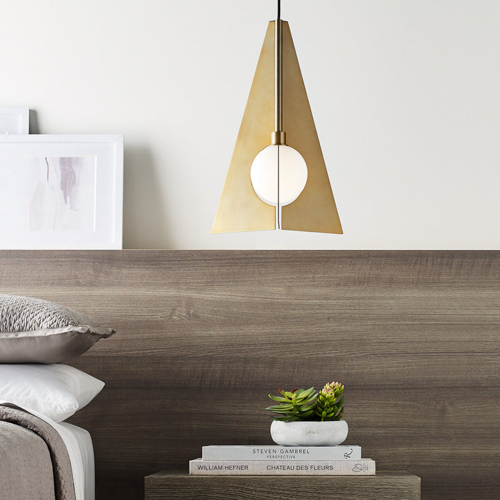 Visual Comfort Modern Orbel Pyramid 700TDOBLPGNB Pendant Light - Natural Brass