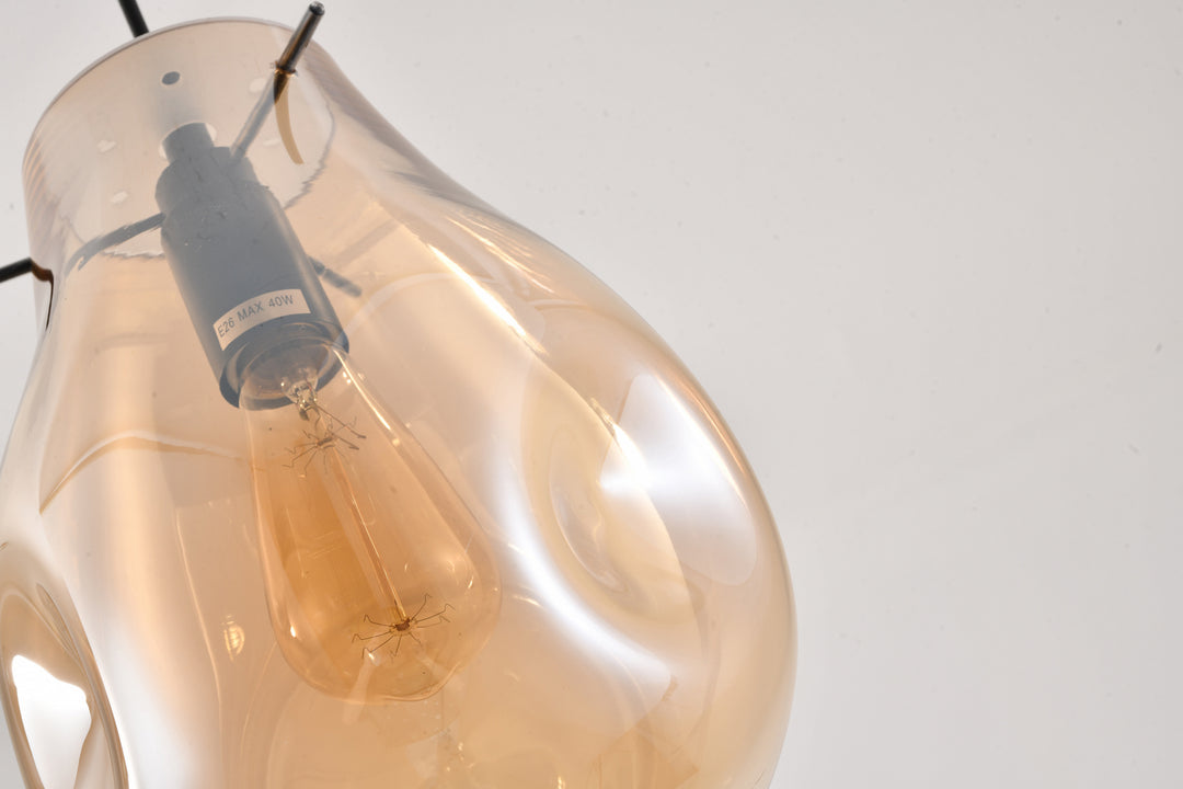 Bethel International DLS49P8A Pendant Light - Black & Amber
