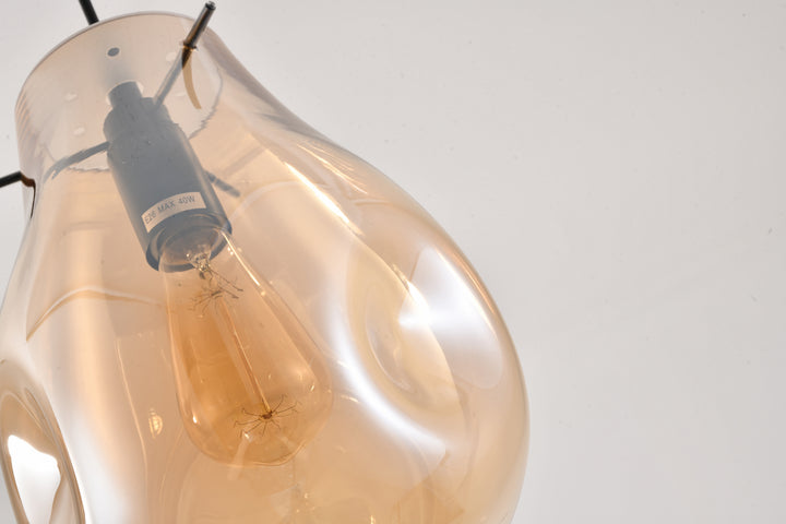 Bethel International DLS49P8A Pendant Light - Black & Amber