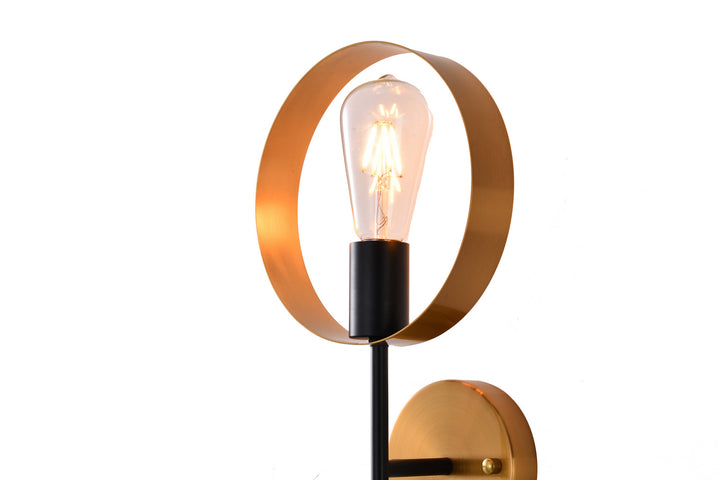 Bethel International DU129W7G Wall Sconce Light - Black & Golden Bronze