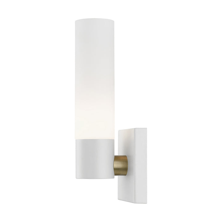 Livex Aero 10101-13 Wall Sconce Light - Textured White w/ Antique Brass