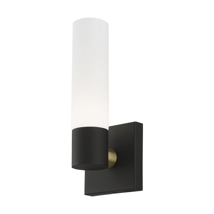 Livex Aero 10101-14 Wall Sconce Light - Textured Black w/ Antique Brass