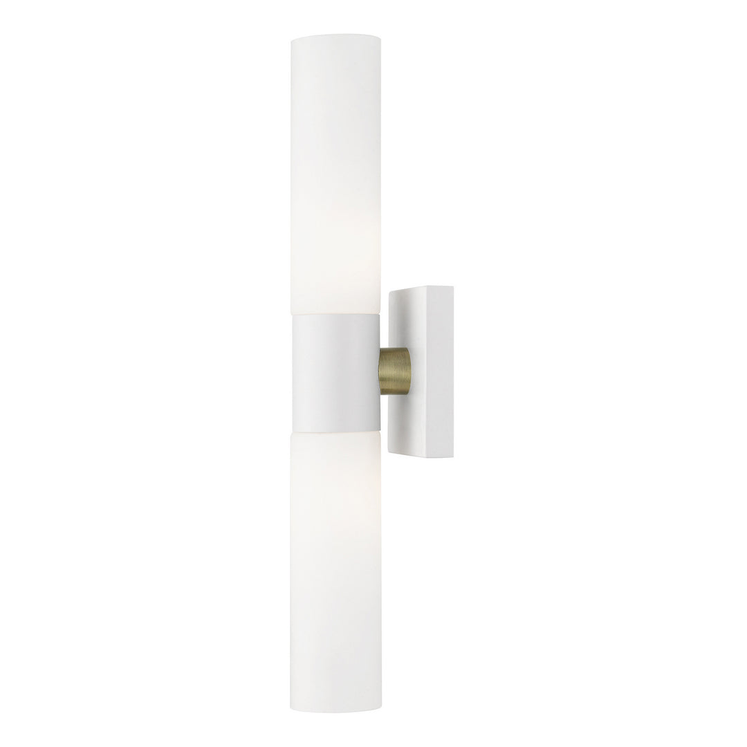 Livex Aero 10102-13 Bath Vanity Light 5 in. wide - Textured White w/ Antique Brass