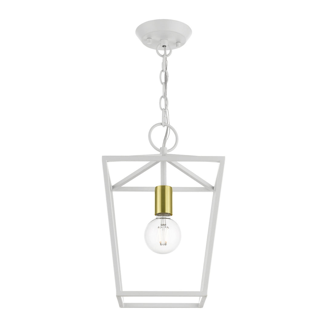 Livex Devone 49432-03 Pendant Light - White w/ Satin Brass