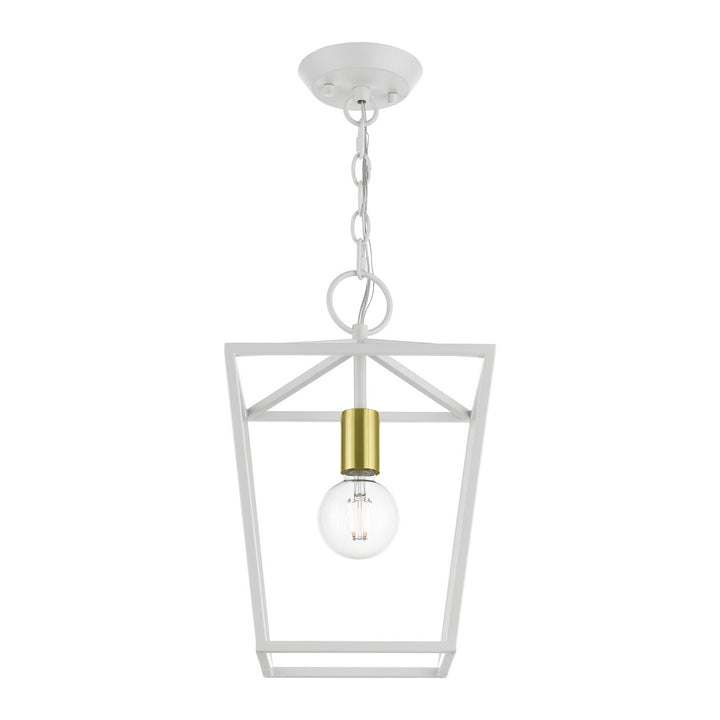 Livex Devone 49432-03 Pendant Light - White w/ Satin Brass
