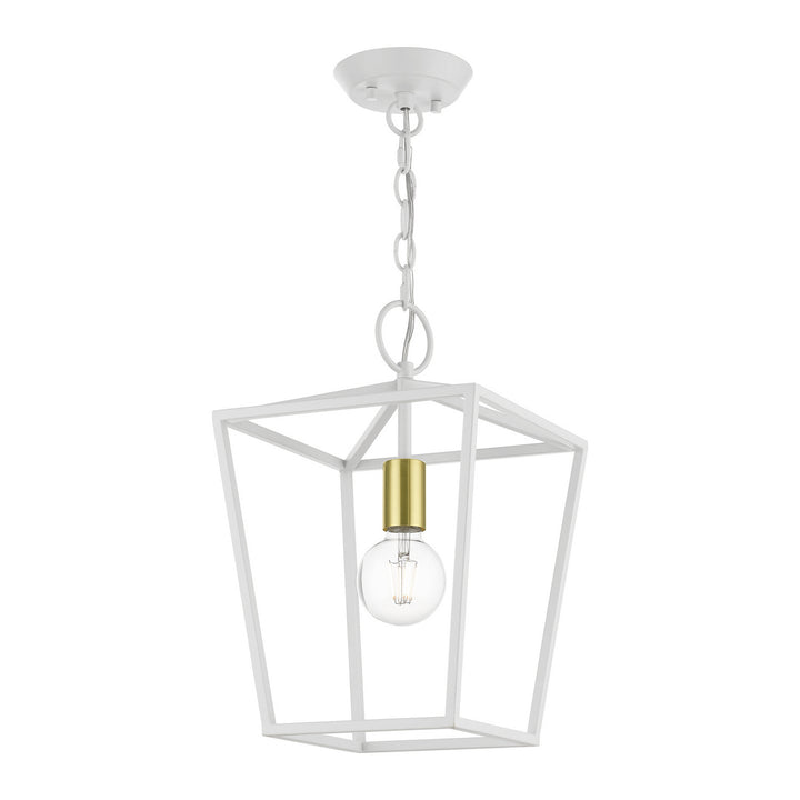 Livex Devone 49432-03 Pendant Light - White w/ Satin Brass
