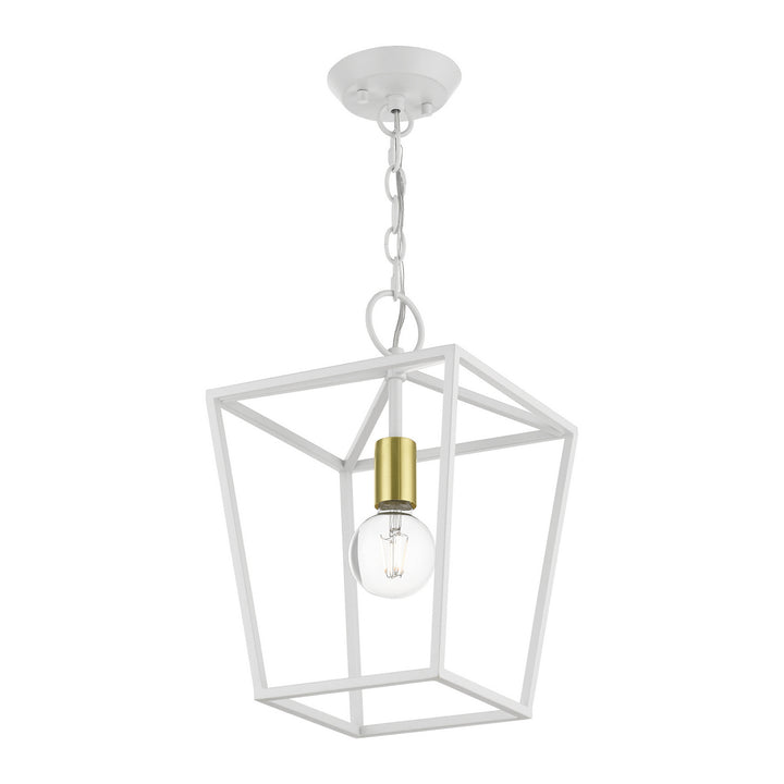 Livex Devone 49432-03 Pendant Light - White w/ Satin Brass
