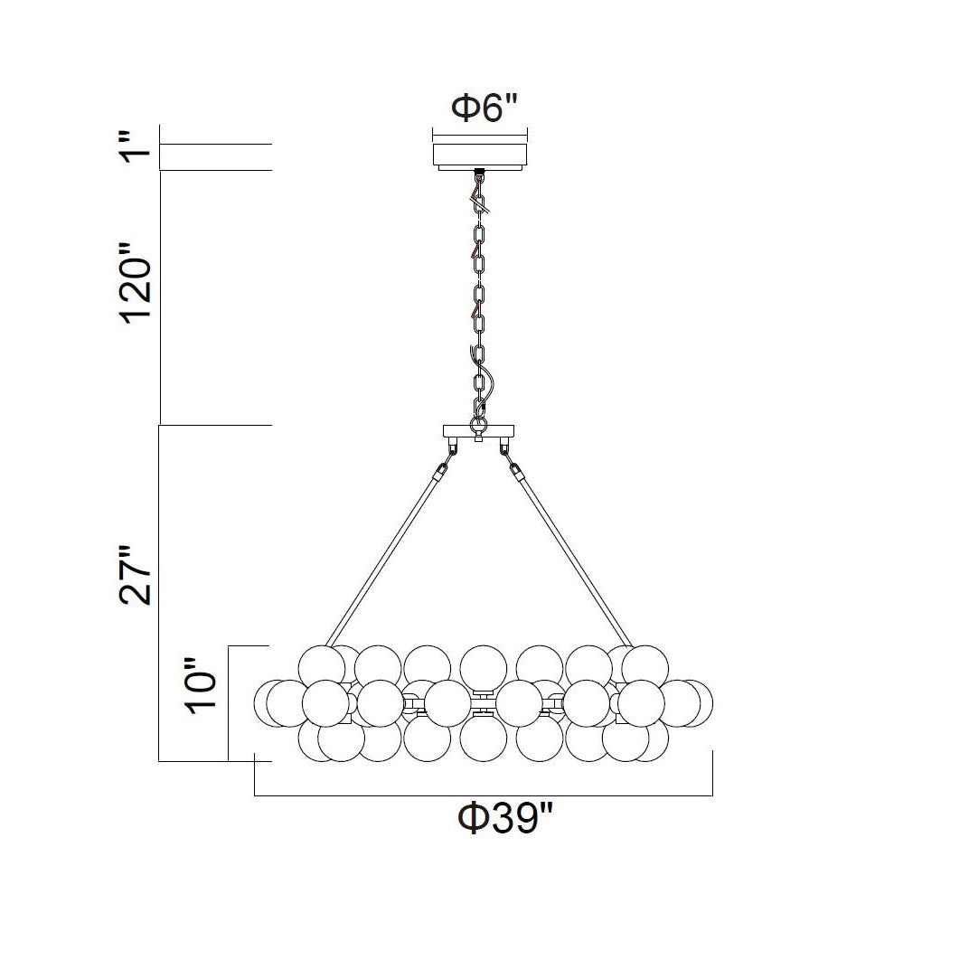 CWI Arya 1020p39-45-101 Chandelier Light - Black