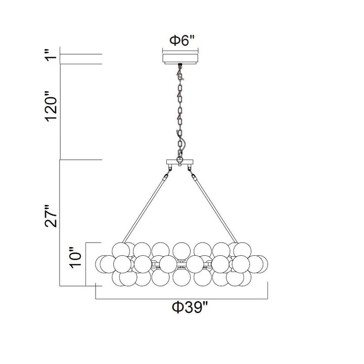 CWI Arya 1020p39-45-101 Chandelier Light - Black