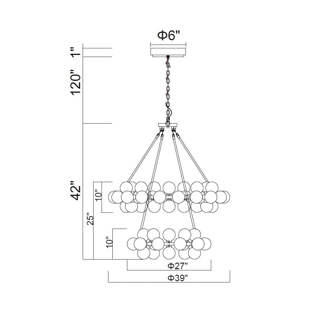 CWI Arya 1020p39-70-101 Chandelier Light - Black