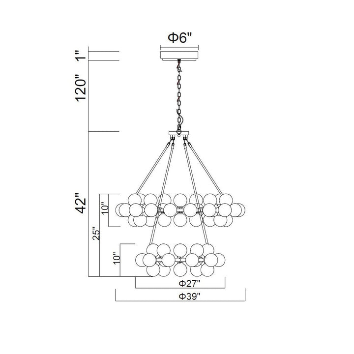 CWI Arya 1020p39-70-101 Chandelier Light - Black