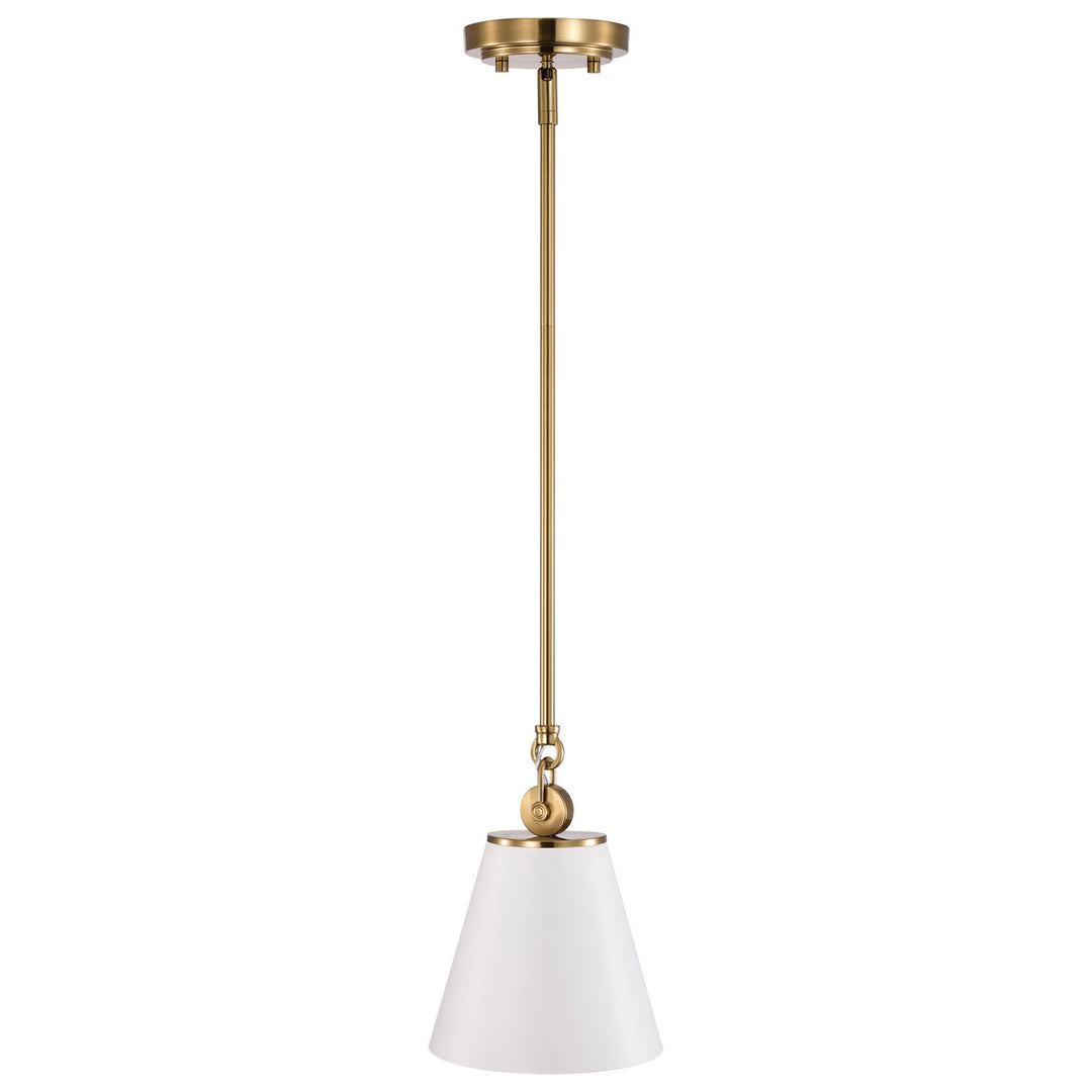 Nuvo Dover 60-7409 Pendant Light - White / Vintage Brass