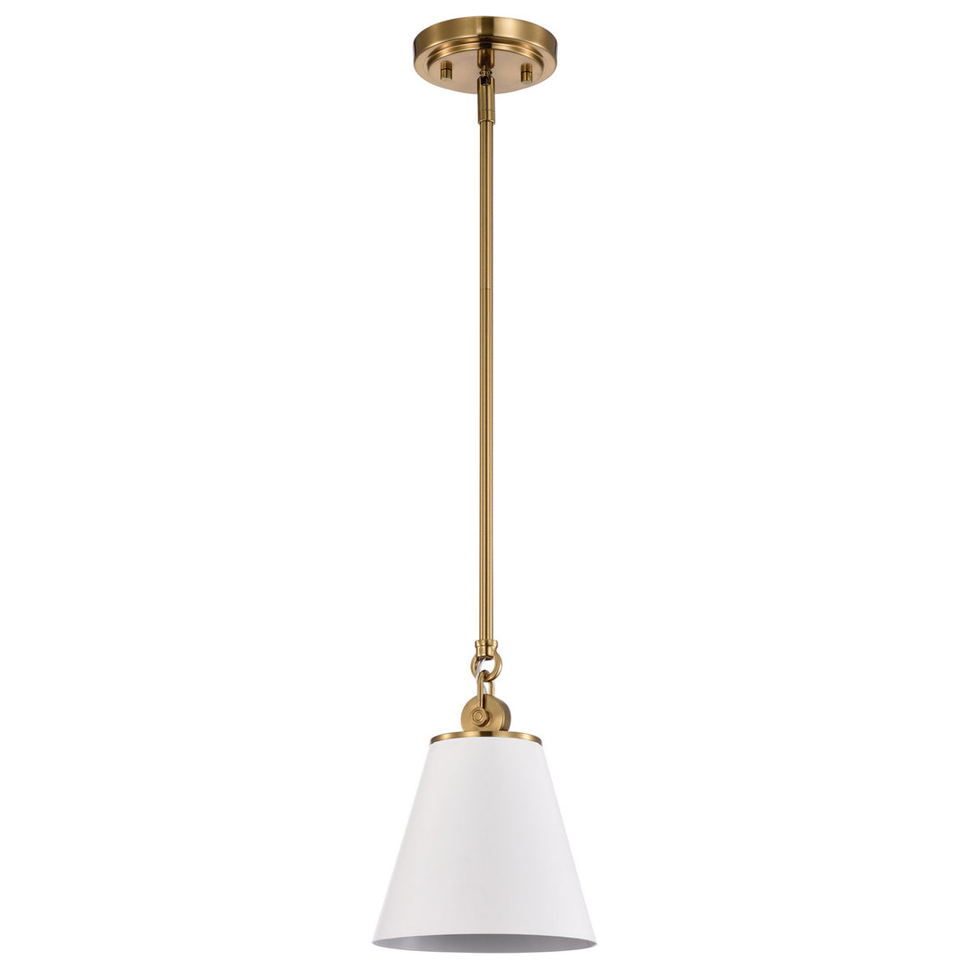 Nuvo Dover 60-7409 Pendant Light - White / Vintage Brass