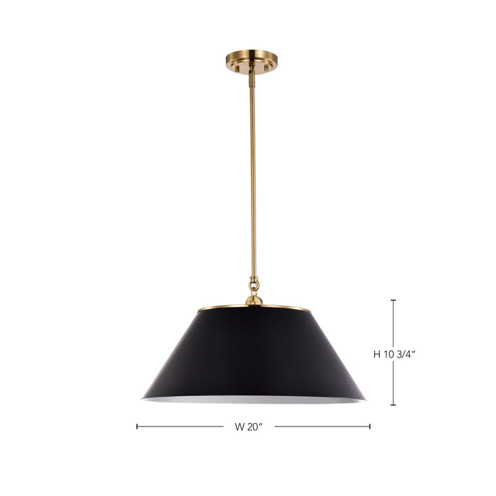 Nuvo Dover 60-7414 Pendant Light - Black / Vintage Brass