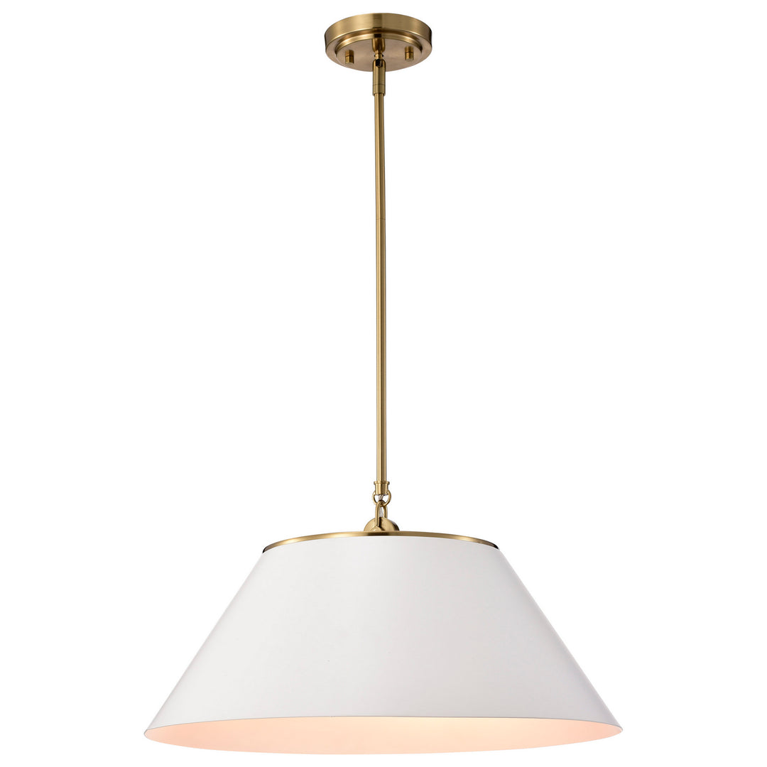 Nuvo Dover 60-7415 Pendant Light - White / Vintage Brass