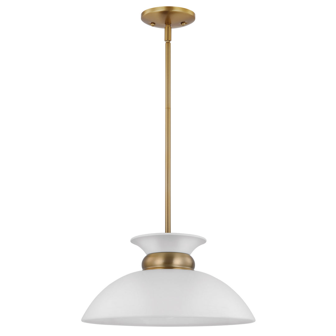 Nuvo Perkins 60-7463 Pendant Light - Matte White / Burnished Brass