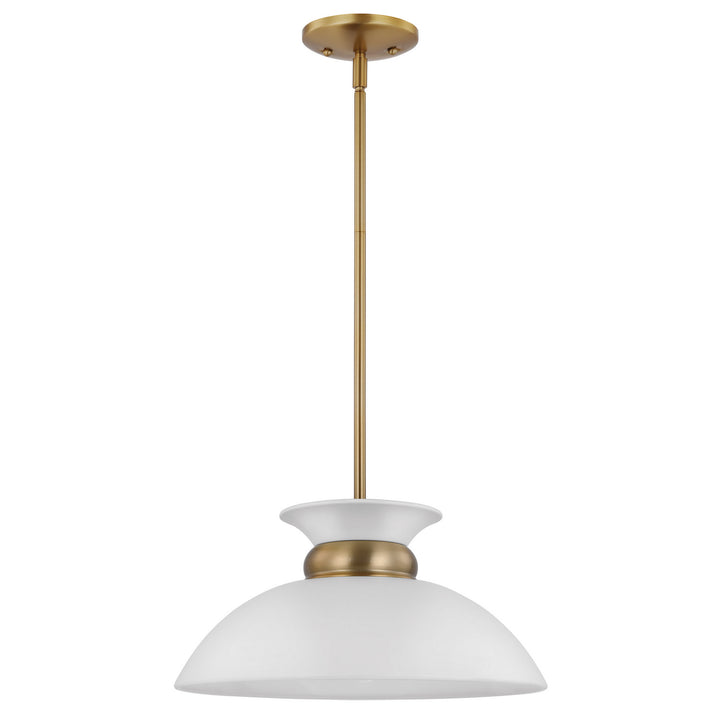 Nuvo Perkins 60-7463 Pendant Light - Matte White / Burnished Brass