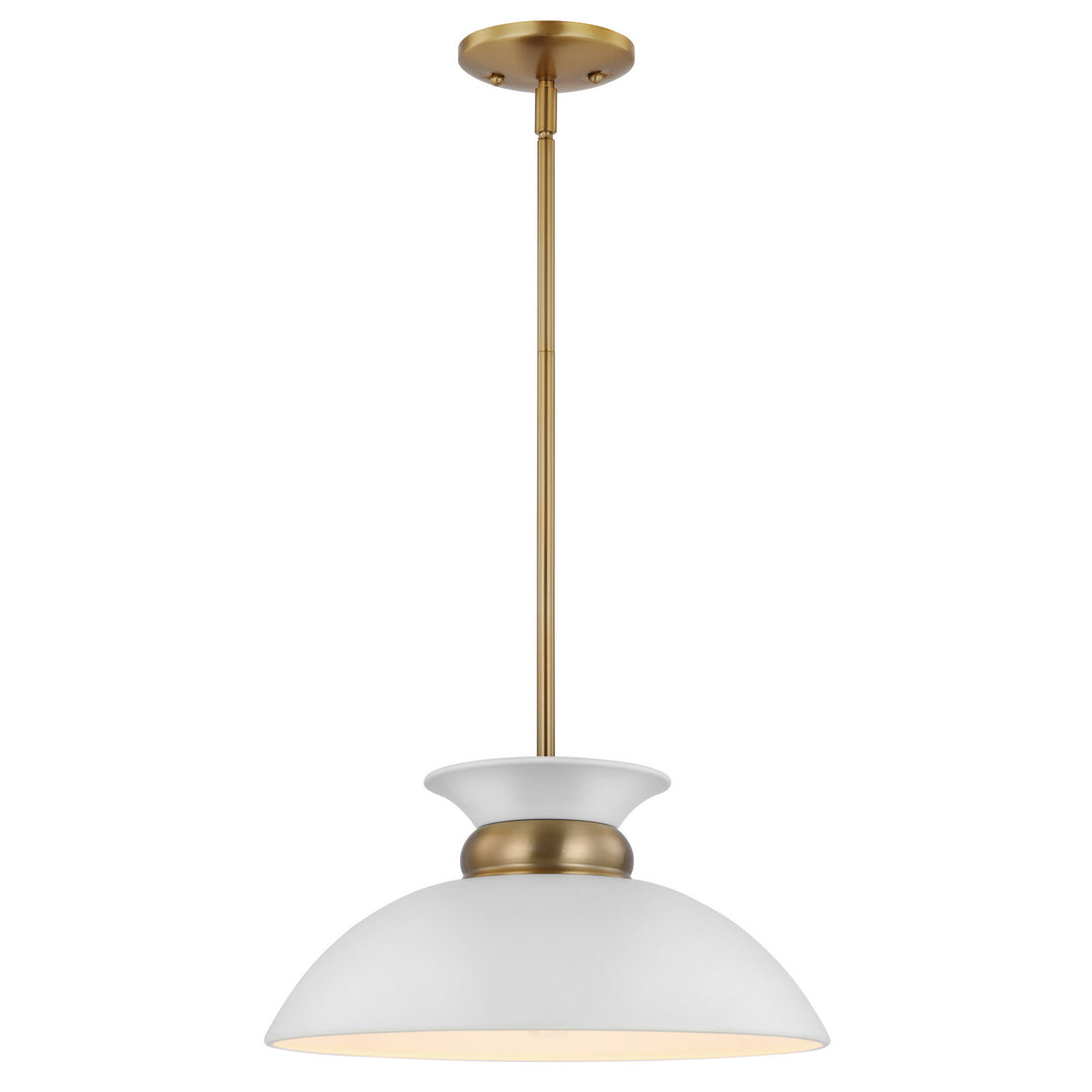 Nuvo Perkins 60-7463 Pendant Light - Matte White / Burnished Brass
