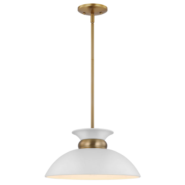 Nuvo Perkins 60-7463 Pendant Light - Matte White / Burnished Brass