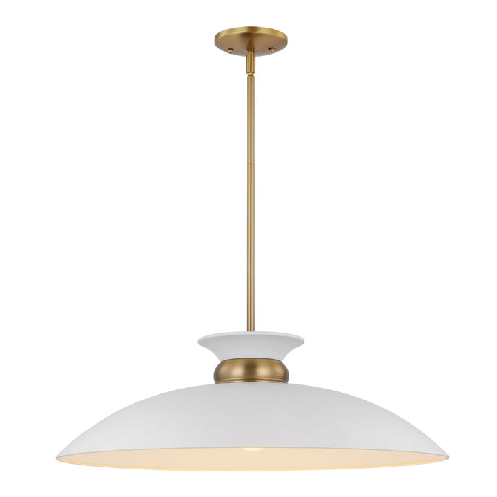 Nuvo Perkins 60-7465 Pendant Light - Matte White / Burnished Brass