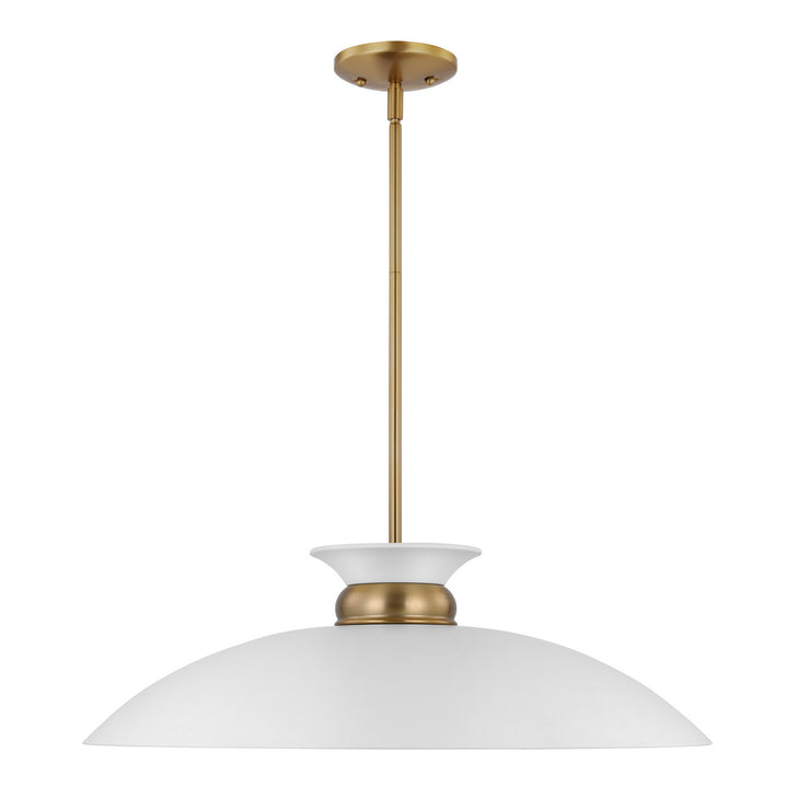 Nuvo Perkins 60-7465 Pendant Light - Matte White / Burnished Brass