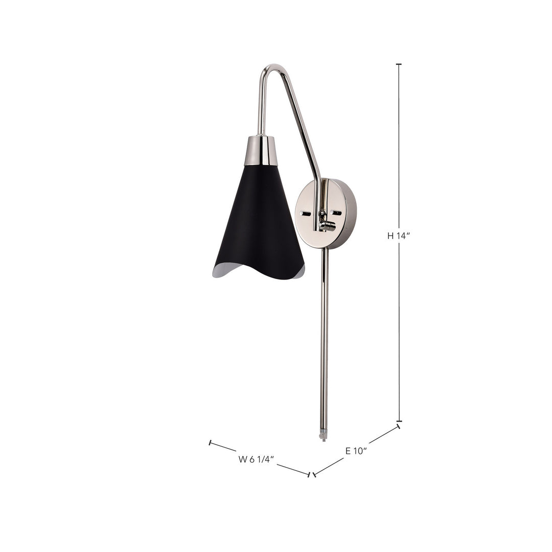 Nuvo Tango 60-7469 Wall Light - Matte Black / Polished Nickel