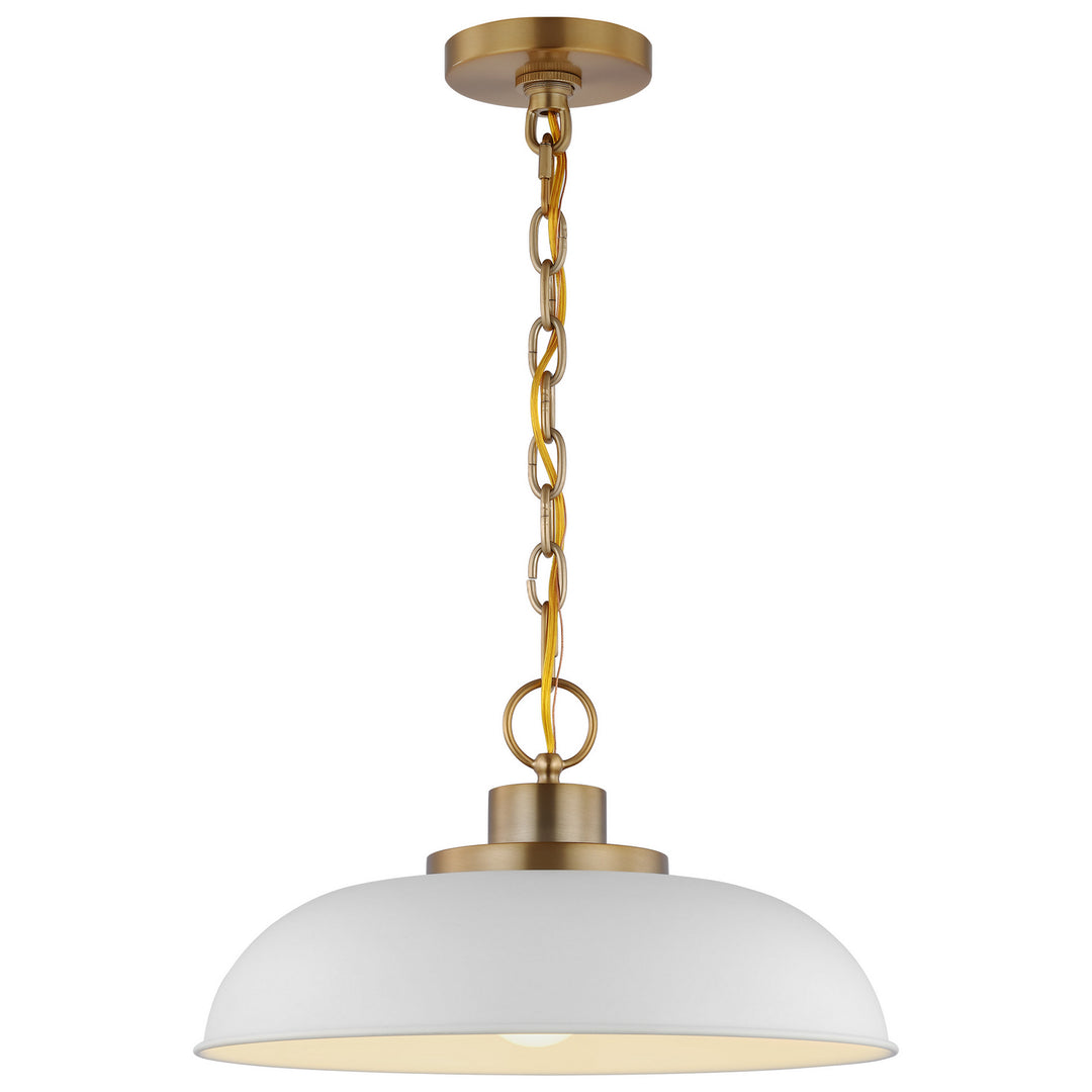 Nuvo Colony 60-7480 Pendant Light - Matte White / Burnished Brass