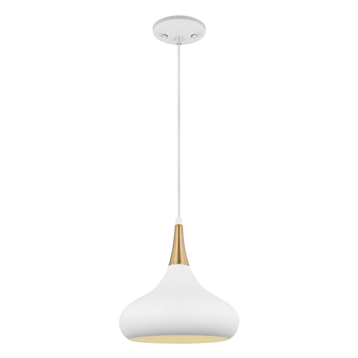 Nuvo Phoenix 60-7512 Pendant Light - Matte White / Burnished Brass